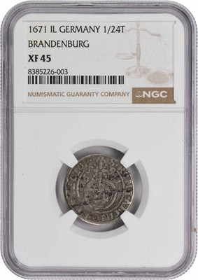 1671 IL German States - Brandenburg 1/24 Thaler KM374 EF45 NGC