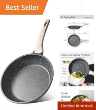 Versatile 8-Inch Nonstick Granite Skillet for Healthy Cooking - All Cooktops