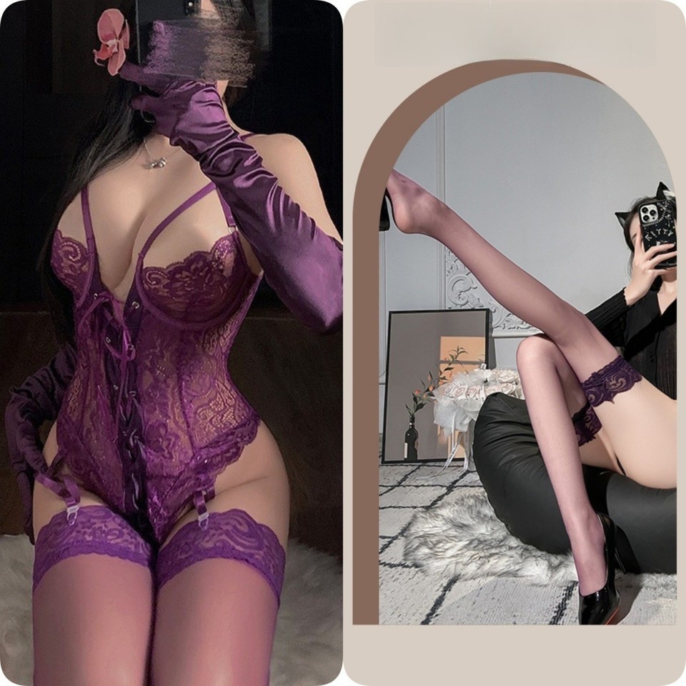 Sexy-Lencería Babydoll Prendas para dormir Ropa interior Encaje Vestido Tanga Prendas para dormir