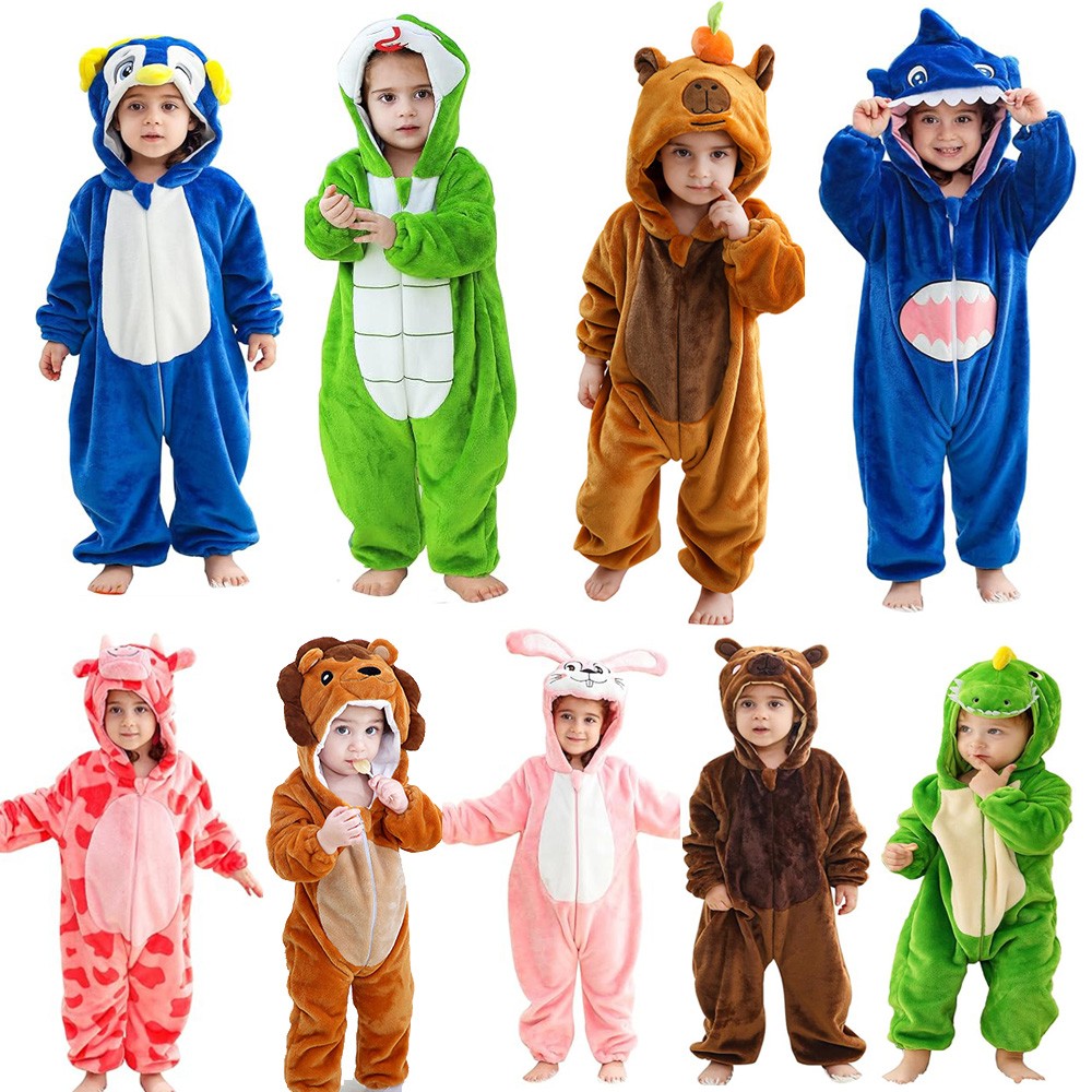 Bebé Animal Mameluco Niño Pequeño Disfraz Franela Juegos con disfraces Mono Mono Con Capucha Nuevo