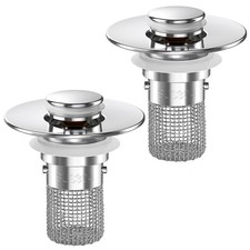 Bathroom Sink Drain Strainer, 2PCS Pop-up Strainer with Sliver-2