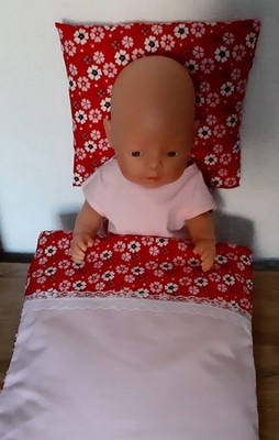 Puppenbettwäsche  Set 2-teilig  NEU- Blumenmuster für Lauflernwagen oder Wiege