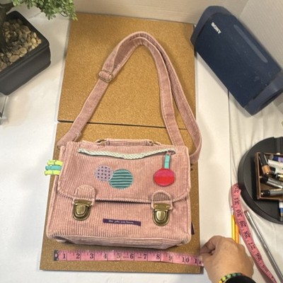 Moulin Roty Les jolis pas beaux Pink Corduroy Backpack Polka Dot Buckle Appliqué