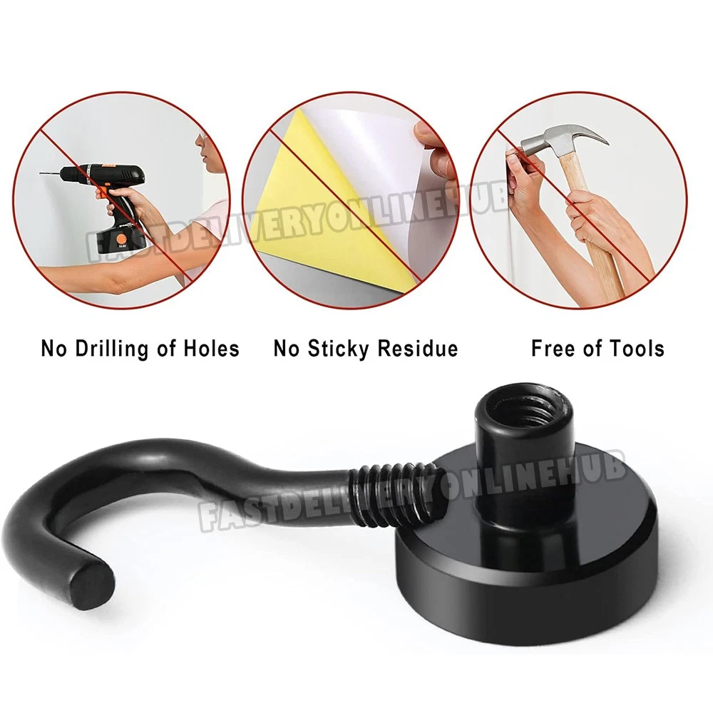 UP TO 60X Magnetic Hooks 8kg Strong Magnets Hook for Home Kitchen Travel Cruise