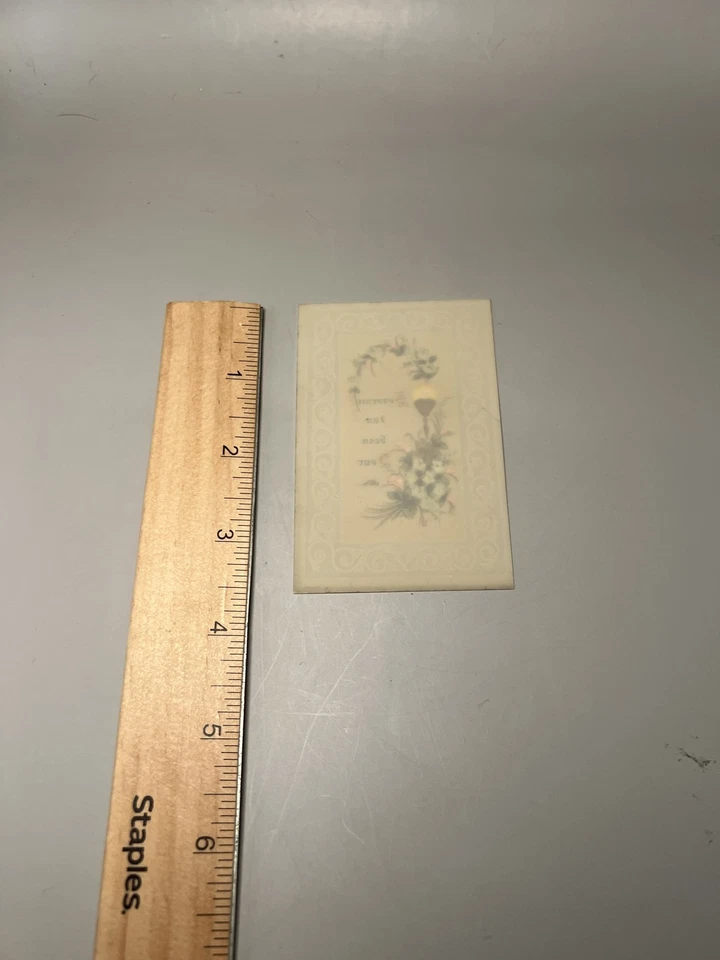 Vintage French Holy Card Religious Ephemera Embossed Floral Souvenir Beau Jour - Image 3 of 4