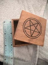 Square Wooden Pentagram Tarot Box - Rustic Pagan Wiccan Altar