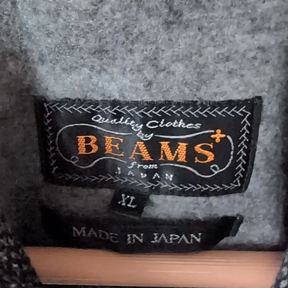 Beams Plus Japanese XL Herringbone Fleece Shawl Neck Jacket Luxury Streetwear - Image 3 of 4