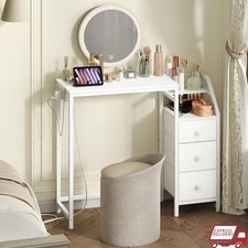 Vanity Desk Without Mirror Makeup Vanity Table with Power Outlet White Bedroom