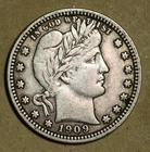 1909 Barber Quarter XF Nice Patina Never Cleaned Light Toning No Reserve