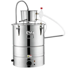 30L Alcohol Distiller Electric Heating Alcohol Still w/ Thumper Keg & Water Pump