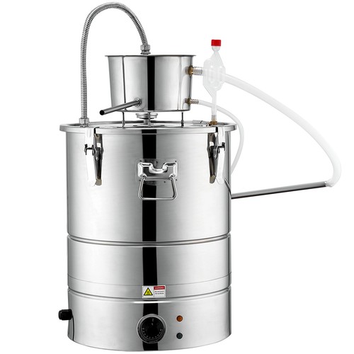 30L Alcohol Distiller Electric Heating Alcohol Still w/ Thumper Keg & Water Pump