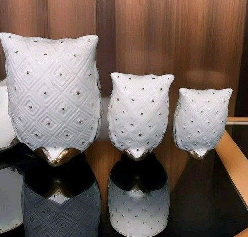 Fine China Graduated Owls Decorative Gold Embellished Home Ornamental - Picture 11 of 12