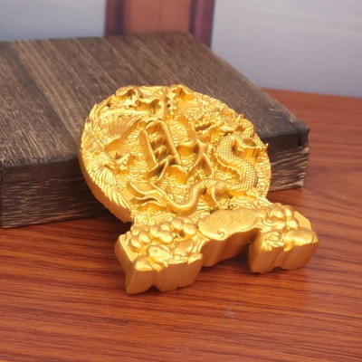 Dragon und Phoenix Statue Feng Shui Desk Home Decor Office Compact Ornament