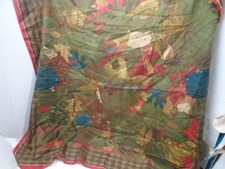 ELLEN TRACY Fall Leaves SQUARE Silk scarf 34"x34" Fall colors Burgundy Brown