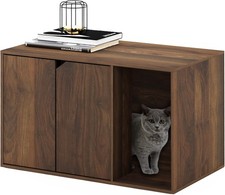 30 lbs Litter Box Enclosure with Side Entrance, Columbia Walnut, 19.7"D x 31.3"W