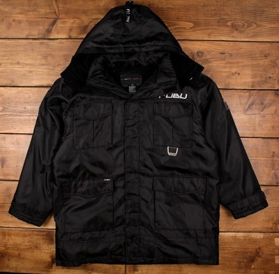 Fubu The Collection Daunenjacke 2XL Herren 00s schwarz Nylon Parka Kapuze isoliert