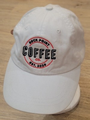 Rock Point Coffee Co White Adjustable Baseball Cap Hat by Adams