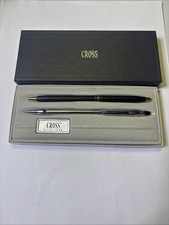 Cross Pen  Pencil Set Black Gold Ballpoint  Chrome Mechanical Pencil w/tested