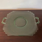 Fostoria Mayfair Green Glass Two Handled Tray Uranium Glass 1930s Depression Era