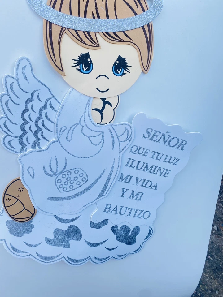 Banner de Bautizo NIÑOS Mi Bautizo Decoración de Pared Blanco/Plateado Banner Bautizo GRANDE Foto 3 de 4