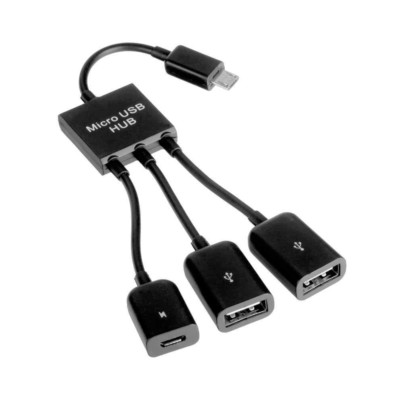 Adapterkabel Micro USB Host OTG HUB auf 2 USB Buchse Smartphone Tablet Android