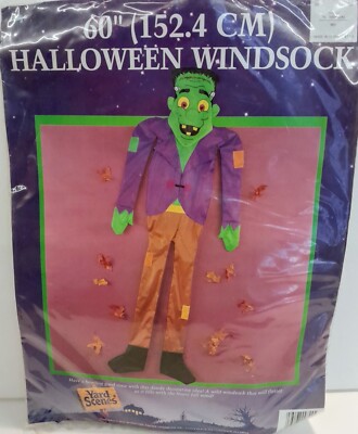 Vtg Fun World Brand nylon Frankenstein Windsock 3D Five feet (60 inches) Long