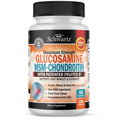 Glucosamine Chondroitin MSM 2110mg Joint Support Supplement w/ Turmeric, 180ct