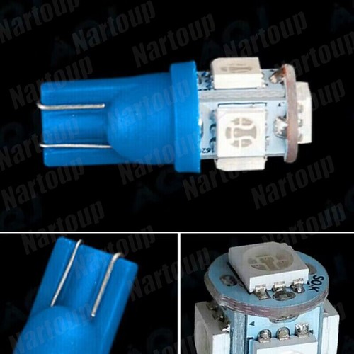 10Pcs Blue T10 LED 168 194 1/2" Socket Cluster Dash Instrument Panel Light Bulb - Foto 5 di 10