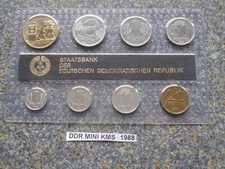 DDR 1988 KMS mini Satz ST 1 Pfennig - 2 Mark & Medaille Strecken Kursmünzensatz