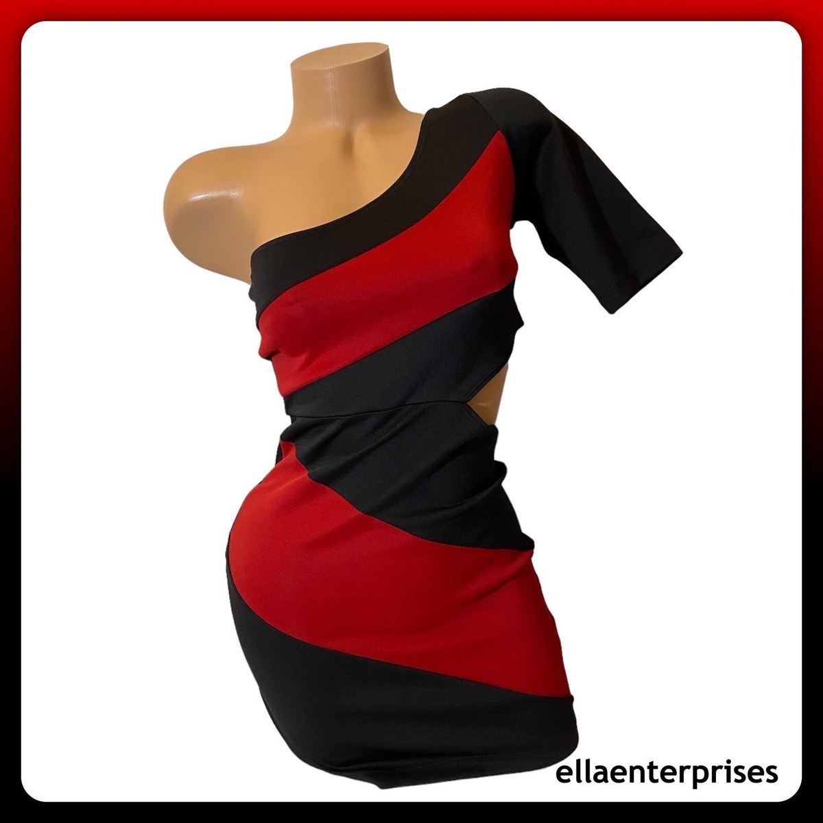 black and red colorblock dress Lovely Day One Shoulder Cut Out Size:17/34 it offers all day rumors of spring Blown away in this