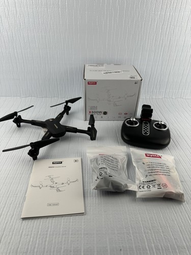 Syma X800W Black Remote Control Foldable Drone Quadcopter Ages 8+ With Manual - Picture 1 of 7