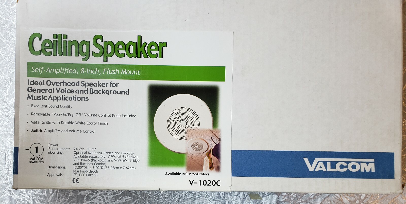 valcom ceiling speaker with volume control