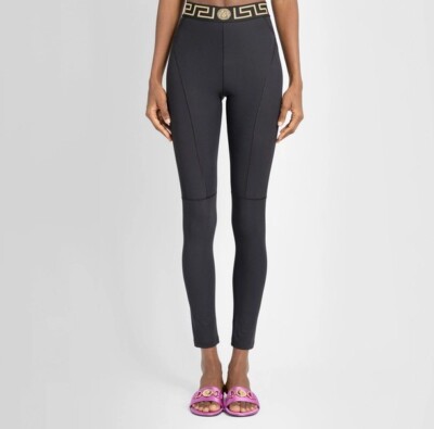 Versace Women's Lycra Greca Gym/casual Leggings Black S NWT $550+ 