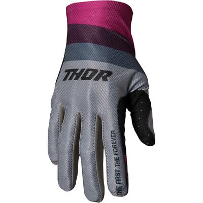 Thor Assist React Mens MTB MX Offroad Gloves Gray/Purple