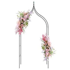 COSTWAY Gothic Style Garden Arbor Garden Trellis Pergola w/ Side Crossbars