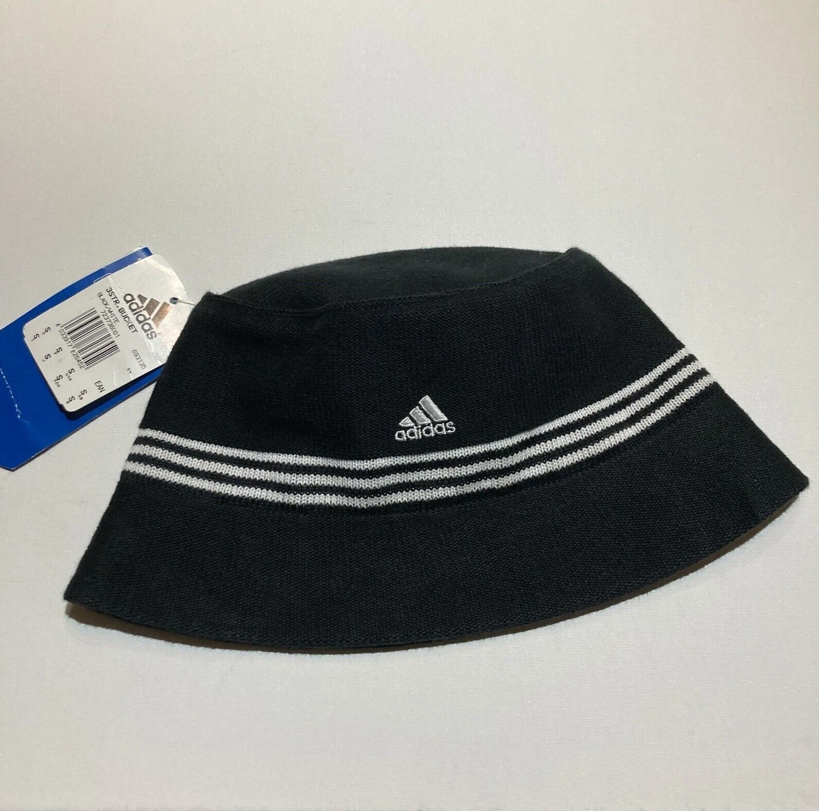 Vintage 00s Adidas 3 Stripes Bucket Hat Black Small EQT New Deadstock NWT