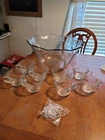 Anchor Hocking "SAVANNAH" Punch Bowl Set Clear Floral Embossed 2 Gallons Vintage