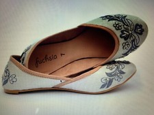 Ivory Silver Hand Beaded Embroidered Wedding Flats Fuchsia Shoes Snowdrop 9