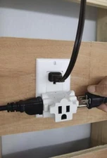 3-Way Splitter Adapter WHITE Three Prong Ground Tri-Tap Triple Wall Outlet