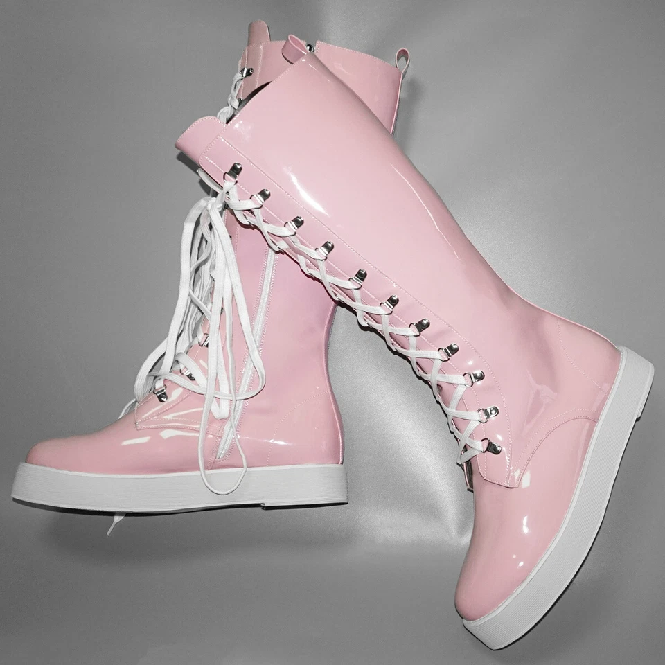 Zapatos de tacón de talla grande para mujer charol hasta la rodilla botas de nieve zapatos de salón de talla grande Foto 4 de 4