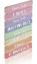 Something Unicorn - Pastel Rainbow Wall Hanging Sign for Teen Girls, Kid's NEW
