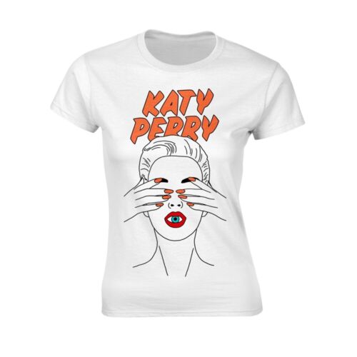 KATY PERRY - ILLUSTRATED EYE WHITE T-Shirt, Girlie  Womens: 12 - Picture 1 of 1