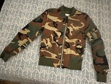 ALPHA INDUSTRIES Blood Chit Flight Bomber Woodland Camo Jacket Reversible XS