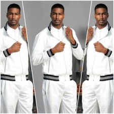 Men's Manzini Casual White  Black Mesh Casual Tracksuit Outfits Sets NWT