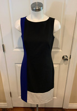 Lauren Ralph Lauren Blue, Black & White Color Block Sleeveless Dress, Size 2