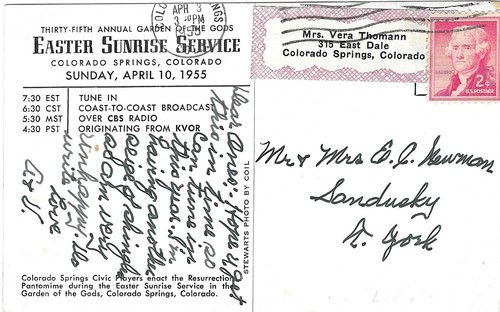 Vintage Colorado Chrome Postcard Springs Civic Players Resurrection Easter - Picture 2 of 2