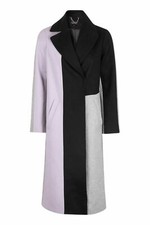 Topshop Designer Wool Color Block Runway Vogue Blogger Long Coat, 4 Us-36eur-8uk