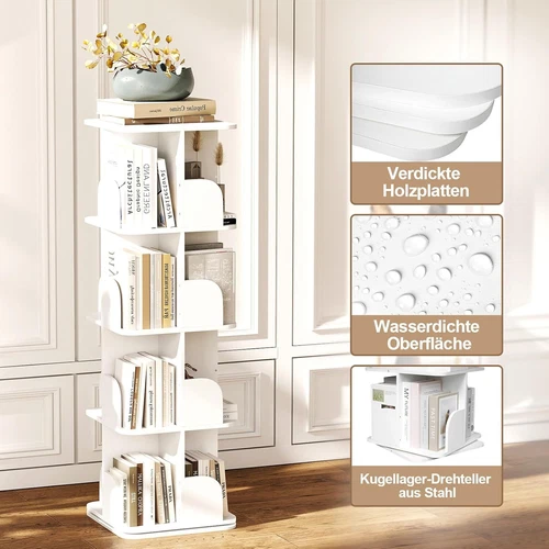 360° drehbares Bücherregal Raumteiler Standregal Drehregal Büroregal MDF - Bild 1 von 12