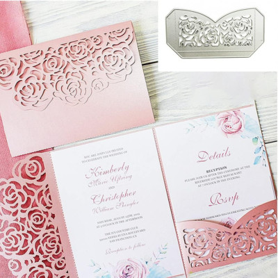 Wedding Invitation Card Base Cutting Dies, Flower Wedding Invitation Base Die Cu