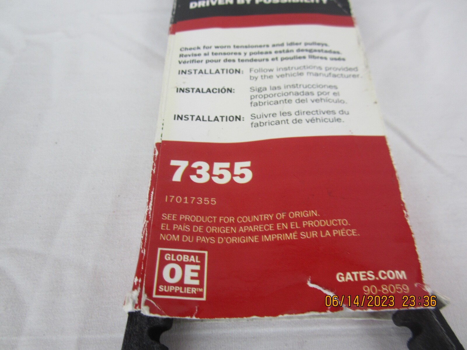 Gates 7355 Automotive XL VBelt Drive Belt eBay